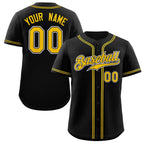 Custom Black Gold-White Classic Style Authentic Baseball Jersey