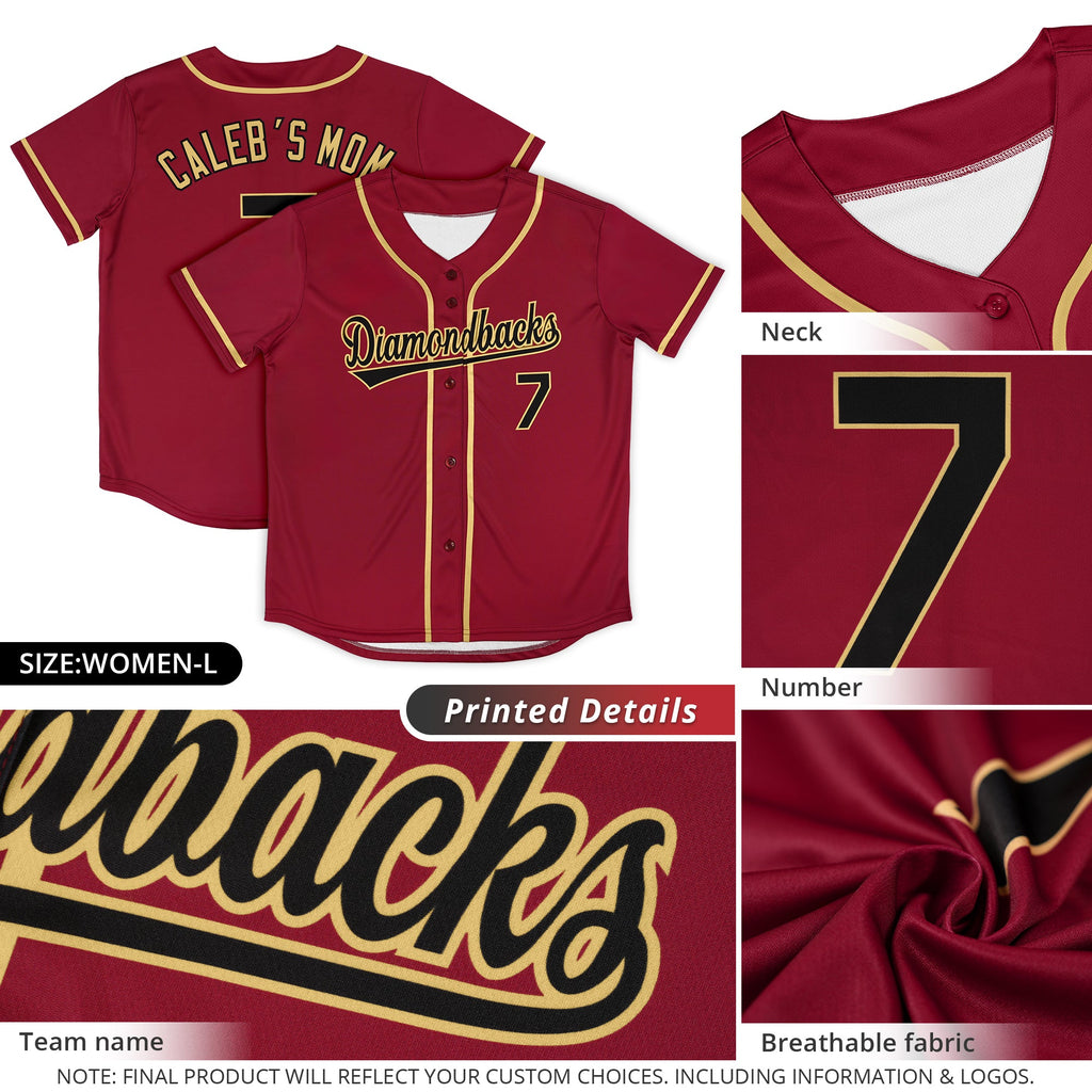 Custom Crimson Black-Khaki Classic Style Authentic Baseball Jersey