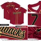 Custom Crimson Black-Khaki Classic Style Authentic Baseball Jersey