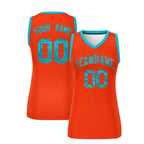 Custom Orange Sky Blue Women Basketball Jersey Sequined Dress