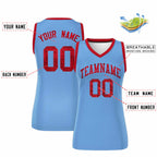 Custom Light Blue Red Women Basketball Jersey Sequined Dress