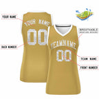 Custom Old Gold White Women Basketball Jersey Sequined Dress
