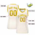 Custom Cream Gold Women Basketball Jersey Sequined Dress