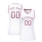Custom White Light Pink Women Basketball Jersey Sequined Dress