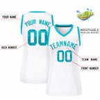 Custom White Sky Blue Women Basketball Jersey Sequined Dress