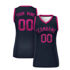 Custom Navy Pink Women Basketball Jersey Sequined Dress