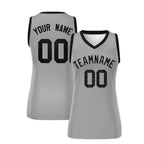 Custom Silver Black Women Basketball Jersey Sequined Dress