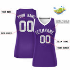 Custom Purple White Women Basketball Jersey Sequined Dress