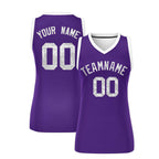 Custom Purple White Women Basketball Jersey Sequined Dress