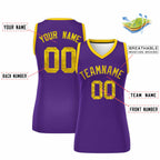 Custom Purple Gold Women Basketball Jersey Sequined Dress