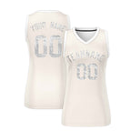 Custom Cream White Women Basketball Jersey Sequined Dress