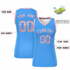 Custom Powder Blue Light Pink Women Basketball Jersey Sequined Dress