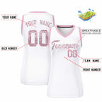 Custom White Light Pink Women Basketball Jersey Sequined Dress