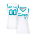 Custom White Sky Blue Women Basketball Jersey Sequined Dress