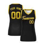 Custom Black Gold Women Basketball Jersey Sequined Dress
