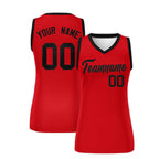 Custom Red Black Women Basketball Jersey Sequined Dress