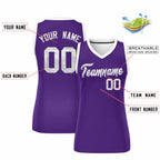 Custom Purple White Women Basketball Jersey Sequined Dress