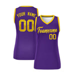 Custom Purple Gold Women Basketball Jersey Sequined Dress