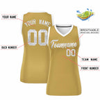 Custom Old Gold White Women Basketball Jersey Sequined Dress