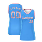Custom Powder Blue Light Pink Women Basketball Jersey Sequined Dress