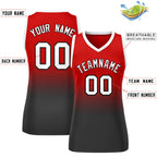Custom Red Black Gradient Fashion Tops Mesh Basketball Jersey For Women
