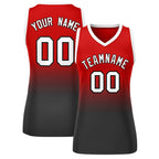 Custom Red Black Gradient Fashion Tops Mesh Basketball Jersey For Women