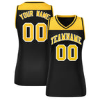 Custom Gold Black Color Block Fashion Tops Mesh Basketball Jersey For Women