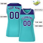 Custom Purple Aqua Color Block Fashion Tops Mesh Basketball Jersey For Women