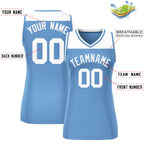 Custom White Light Blue Color Block Fashion Tops Mesh Basketball Jersey For Women