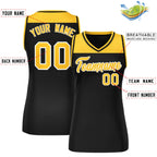 Custom Gold Black Color Block Fashion Tops Mesh Basketball Jersey For Women