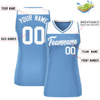 Custom White Light Blue Color Block Fashion Tops Mesh Basketball Jersey For Women