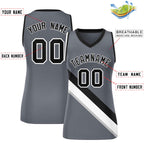 Custom Dark Gray Black-White Thick Slash Fashion Tops Mesh Basketball Jersey For Women