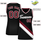 Custom Black Crimson-White Thick Slash Fashion Tops Mesh Basketball Jersey For Women
