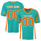 Custom Aqua Color Block Mesh Authentic Football Jersey