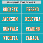 Custom Aqua Orange Personalized Color Block Authentic Football Jersey
