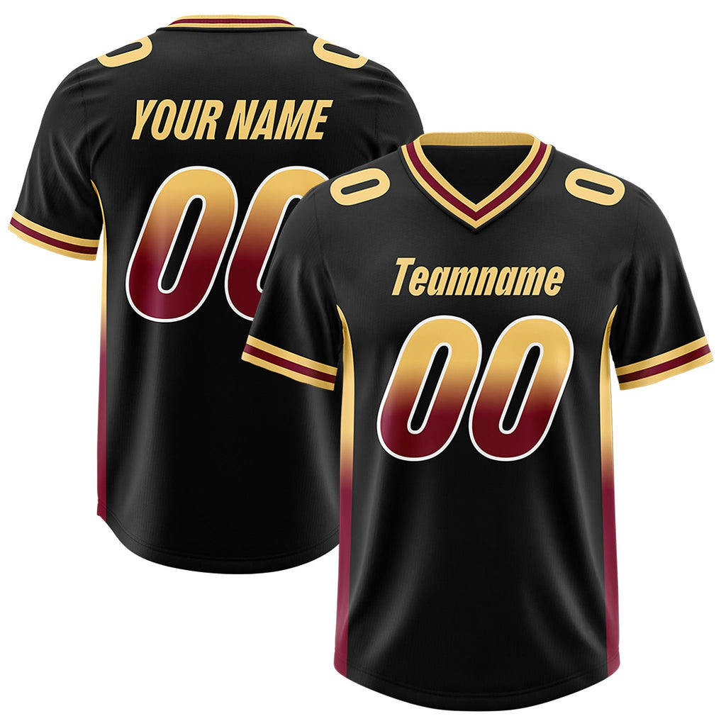 Custom Black Khaki and Cardinal Sides Gradient Fashion Personalized Team Football Jersey