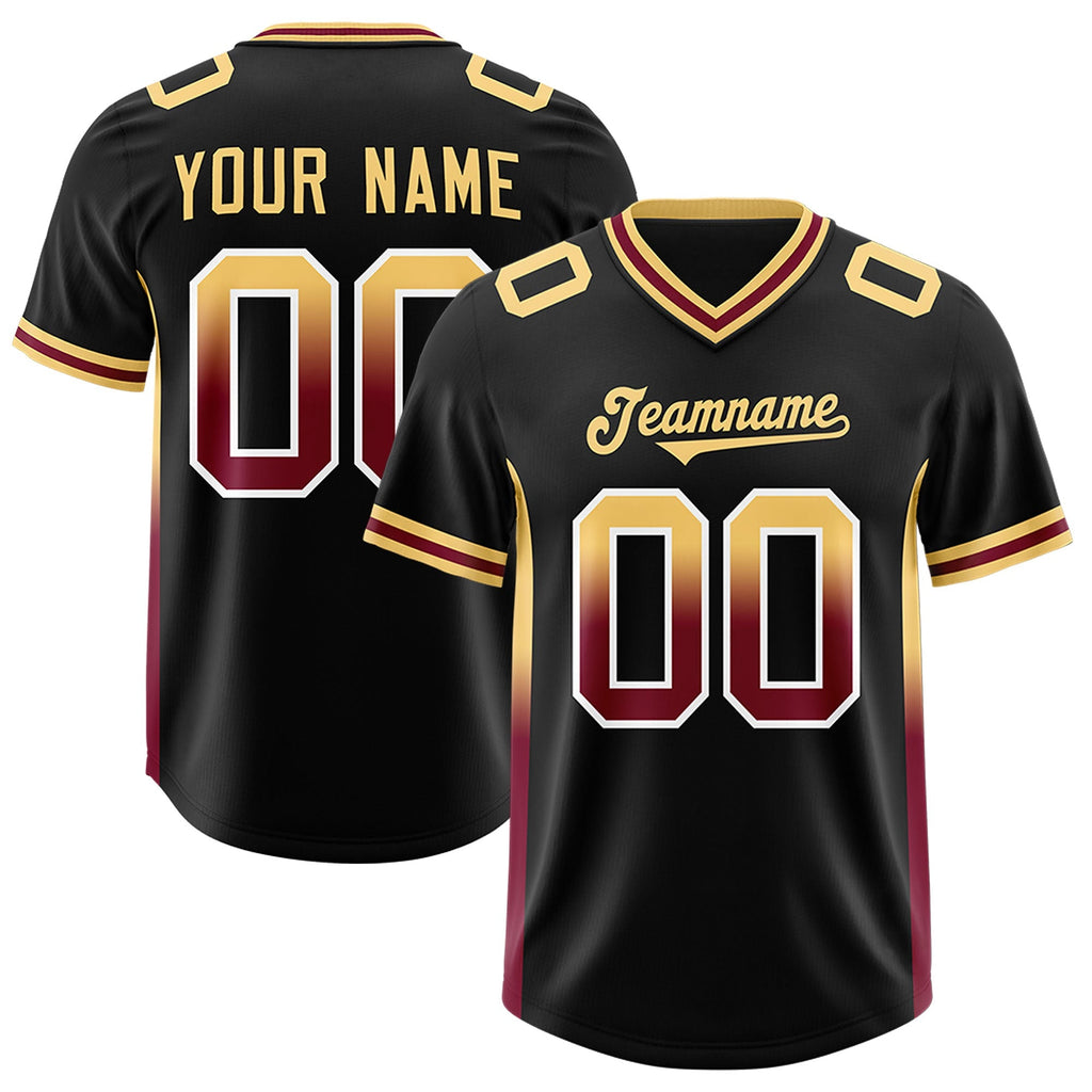 Custom Black Khaki and Cardinal Sides Gradient Fashion Personalized Team Football Jersey