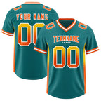 Custom Aqua Gold Sides Gradient Fashion Personalized Team Football Jersey