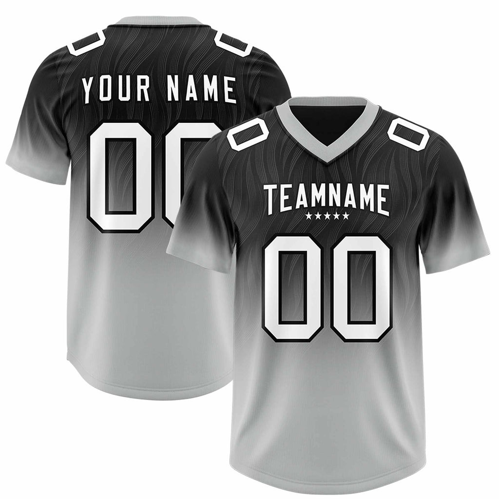 Custom Black Gray Gradient Fashion Outdoor Authentic Football Jersey