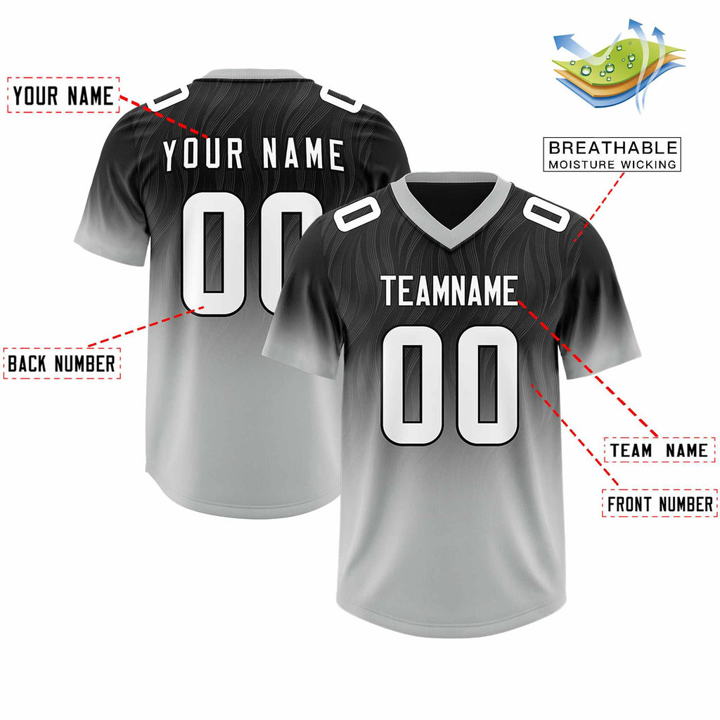 Custom Black Gray Gradient Fashion Outdoor Authentic Football Jersey