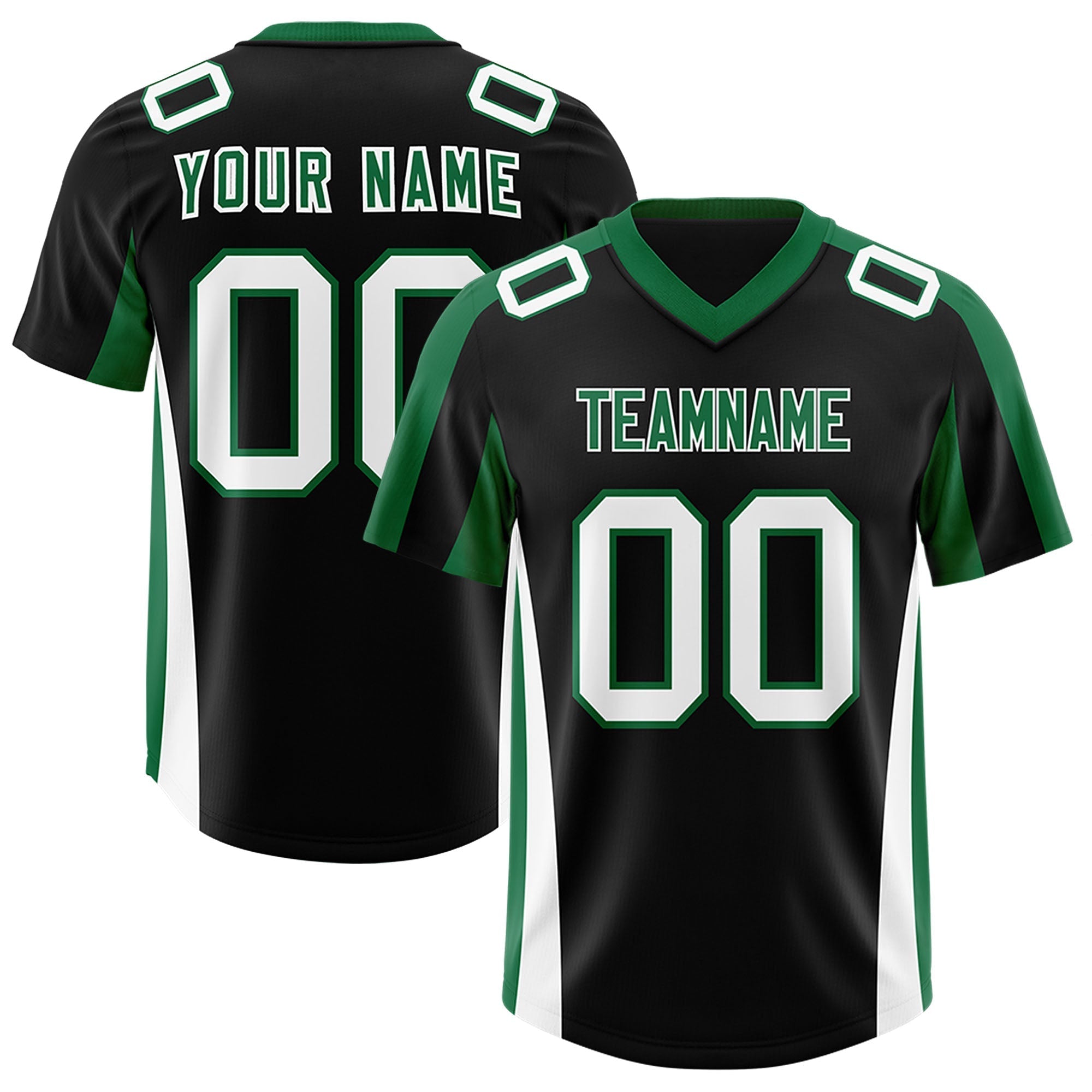 Custom Black Kelly Green Side Stripe Pattern Authentic Football Jersey