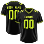 Custom Black Fluorescent Green Personalized Neckline Square Classic Authentic Football Jersey