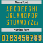 Custom Aqua Old Gold Personalized Neckline Square Classic Authentic Football Jersey