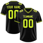 Custom Black Fluorescent Green Personalized Neckline Square Classic Authentic Football Jersey