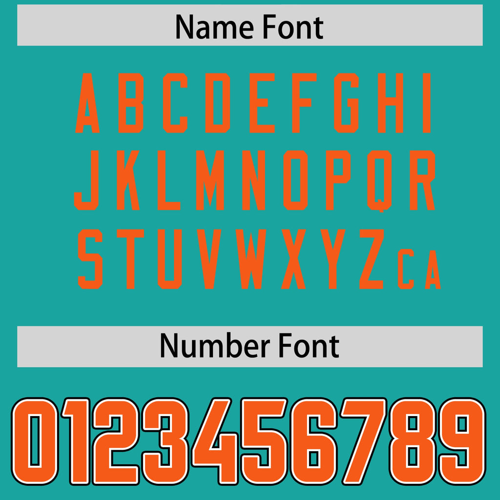 Custom Aqua Orange Personalized Neckline Square Classic Authentic Football Jersey