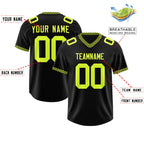 Custom Black Fluorescent Green Personalized Neckline Square Classic Authentic Football Jersey