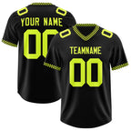 Custom Black Fluorescent Green Personalized Neckline Square Classic Authentic Football Jersey