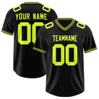 Custom Black Fluorescent Green Personalized Neckline Square Classic Authentic Football Jersey