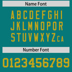 Custom Aqua Old Gold Personalized Neckline Square Classic Authentic Football Jersey