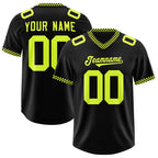 Custom Black Fluorescent Green Personalized Neckline Square Classic Authentic Football Jersey